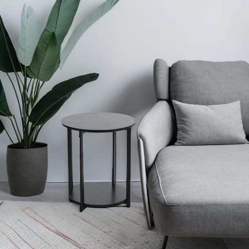 🖤 Round Side Table – Modern Black Accent Table for Living Room & Bedroom ✨