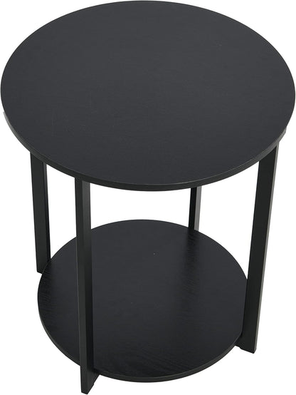 🖤 Round Side Table – Modern Black Accent Table for Living Room & Bedroom ✨