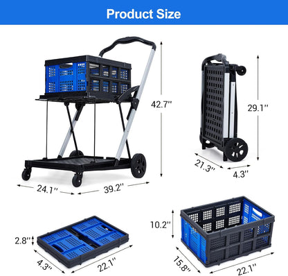 🛒 Collapsible Rolling Cart – Foldable Shopping Cart with Wheels for Easy Transport ✨