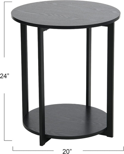 🖤 Round Side Table – Modern Black Accent Table for Living Room & Bedroom ✨