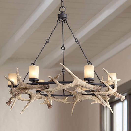Rustic 6-Light Chandelier 🕯️✨ | Cozy Country Cottage Style Lighting 🏡🌿