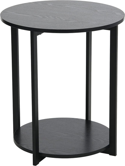 🖤 Round Side Table – Modern Black Accent Table for Living Room & Bedroom ✨