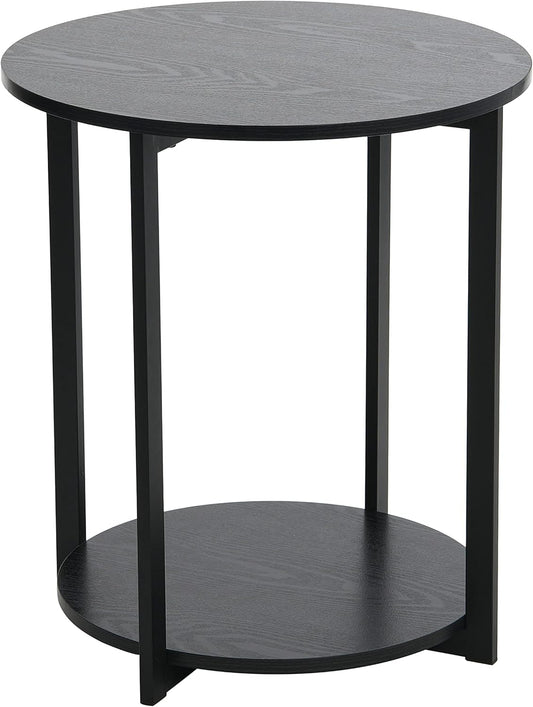 🖤 Round Side Table – Modern Black Accent Table for Living Room & Bedroom ✨