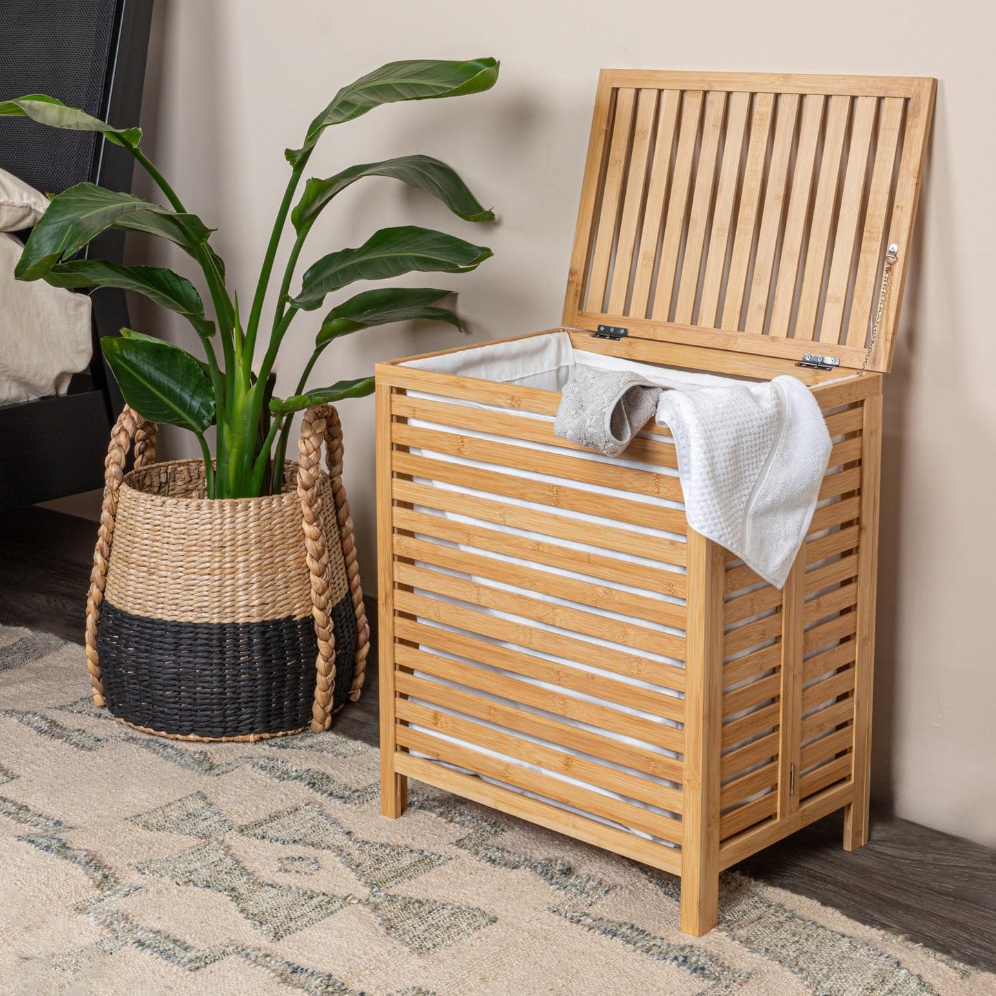 🧺 Woven Laundry Basket – Natural Hamper with Handles for Clothes & Home Storage ✨