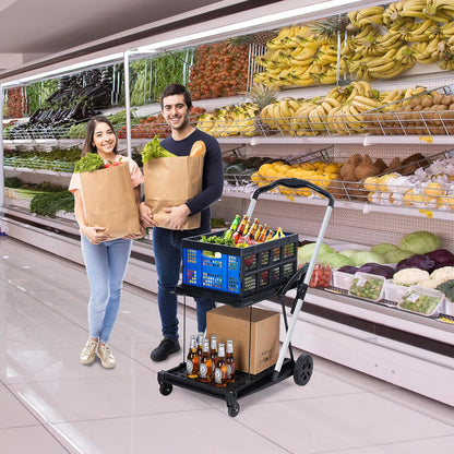 🛒 Collapsible Rolling Cart – Foldable Shopping Cart with Wheels for Easy Transport ✨