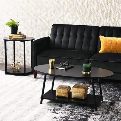 🖤 Round Side Table – Modern Black Accent Table for Living Room & Bedroom ✨