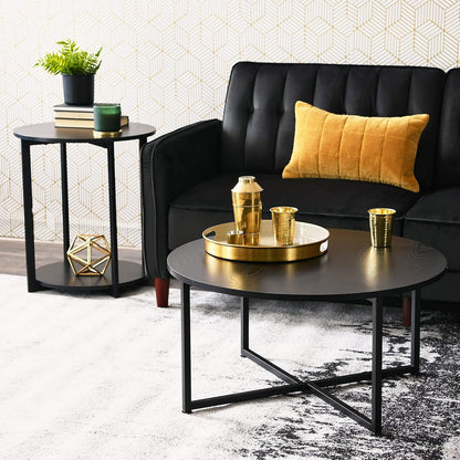 🖤 Round Side Table – Modern Black Accent Table for Living Room & Bedroom ✨